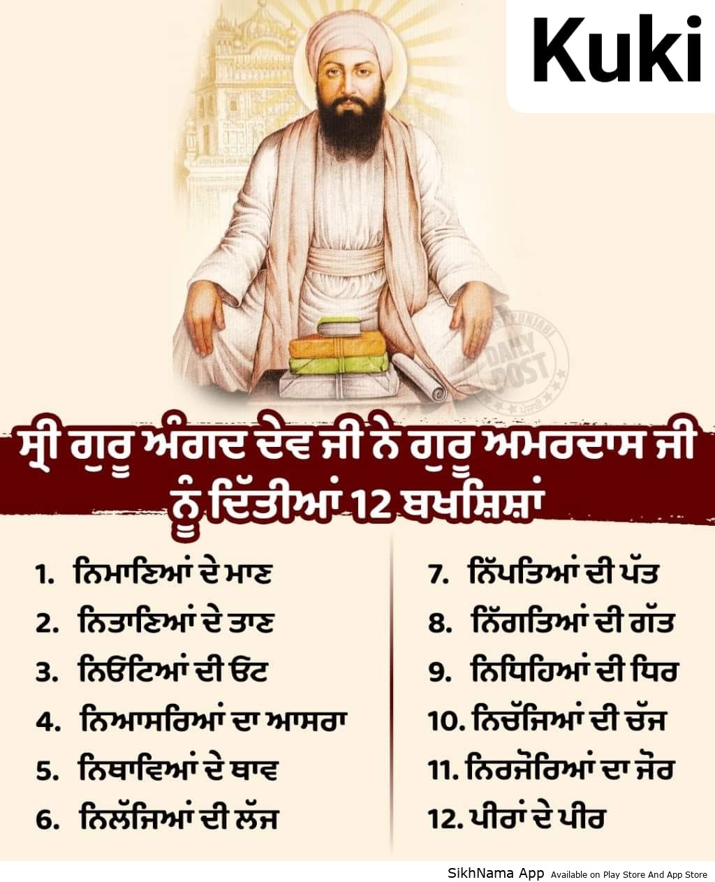 12 ਅਪ੍ਰੈਲ ਦਾ ਇਤਿਹਾਸ – ਜੋਤੀ ਜੋਤਿ ਸ੍ਰੀ ਗੁਰੂ ਅੰਗਦ ਦੇਵ ਜੀ